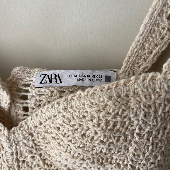 Zara Crochet Cropped Top Cream Medium - Picture 3 of 5